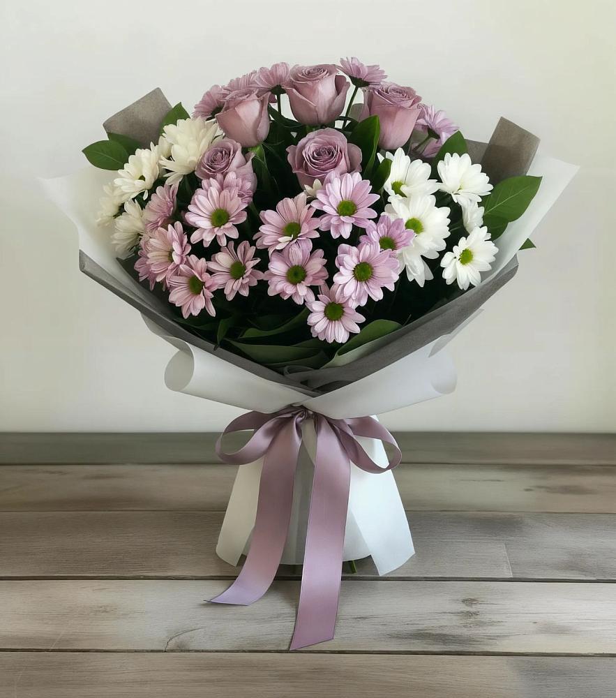 Букет цветов из: Хризантемы и Розы в Темиргоевской