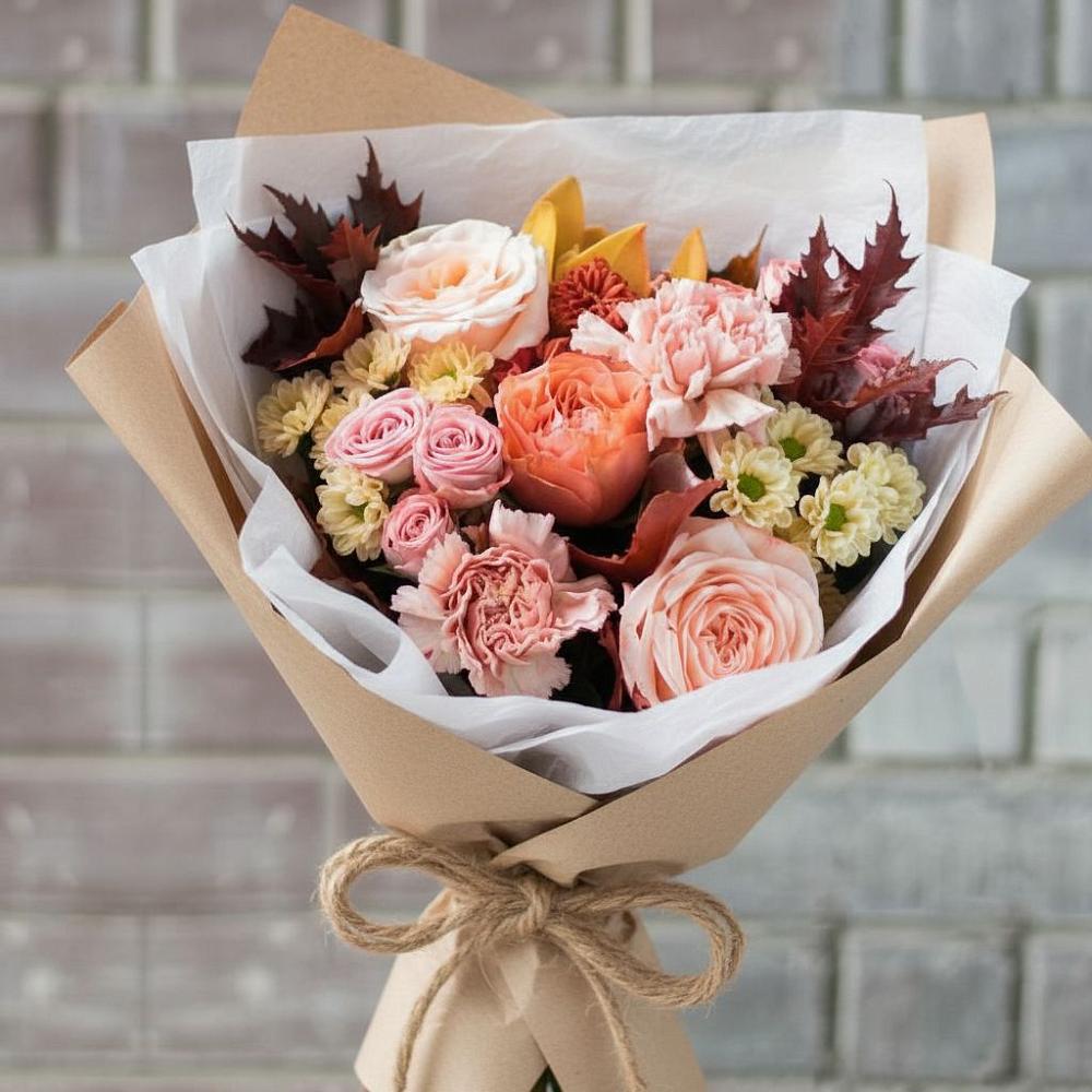 Букет цветов из: Гвоздики, Хризантемы и Розы в Темиргоевской