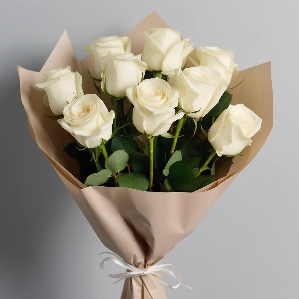 Букет 9 Белых роз Эдлесс Лав в Темиргоевской