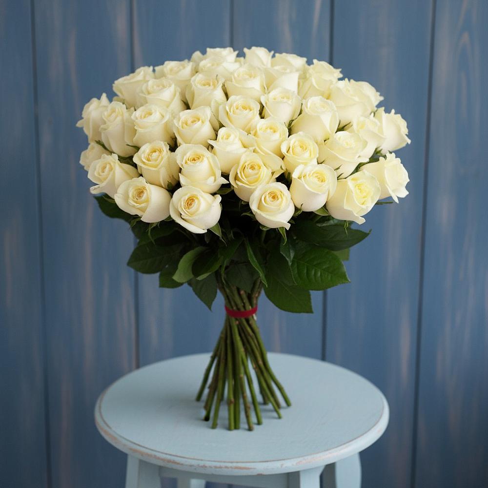 Букет 51 Белая роза Эдлесс Лав в Темиргоевской