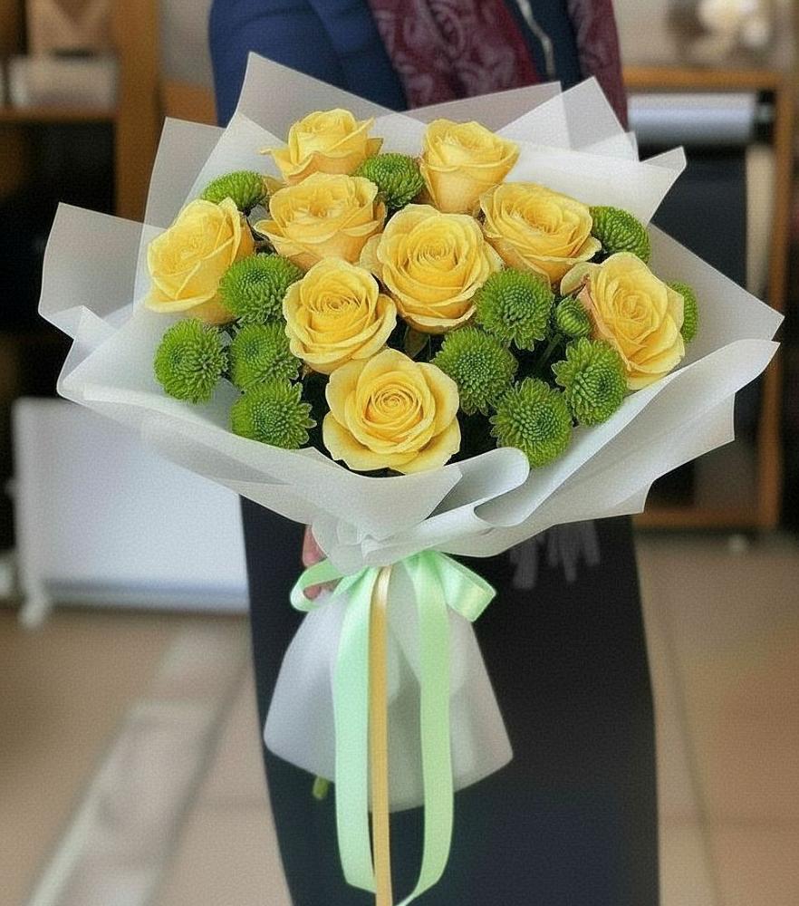 Букет цветов из: Хризантемы и Розы в Темиргоевской