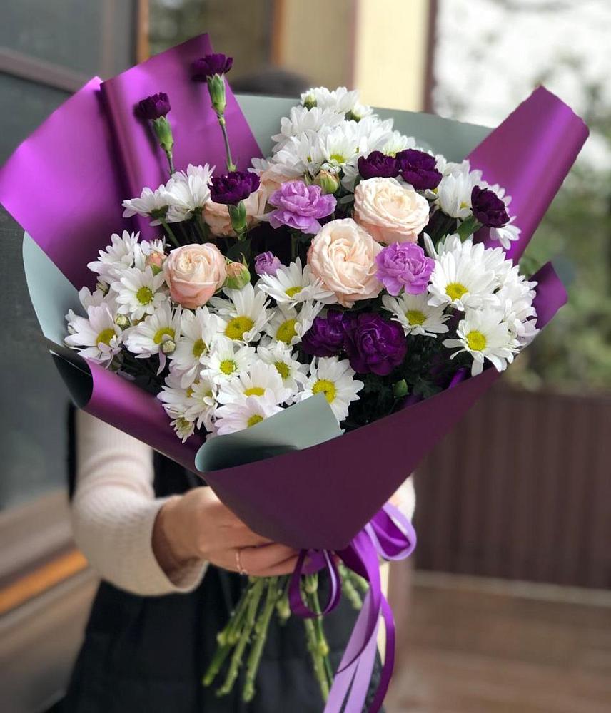 Букет цветов из: Хризантемы, Гвоздики и Розы в Темиргоевской