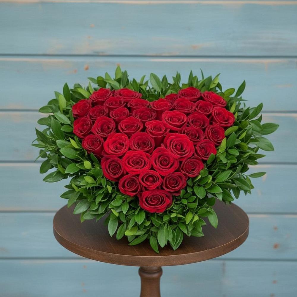 Цветочная композиция из Розы в виде сердца в Темиргоевской