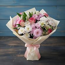 Букет цветов из:  Хризантемы, Альстромерии и Розы в Темиргоевской