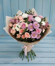 Букет цветов из:  Хризантемы, Розы и Альстромерии в Темиргоевской