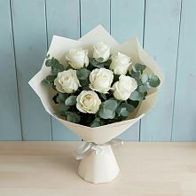 Букет Белые розы в Эвкалипте в Темиргоевской