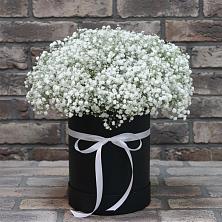 Цветочная композиция из Гипсофила в шляпной коробке в Темиргоевской
